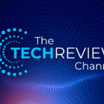 The tech review channel logo on a blue background.
